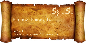Szencz Samuella névjegykártya